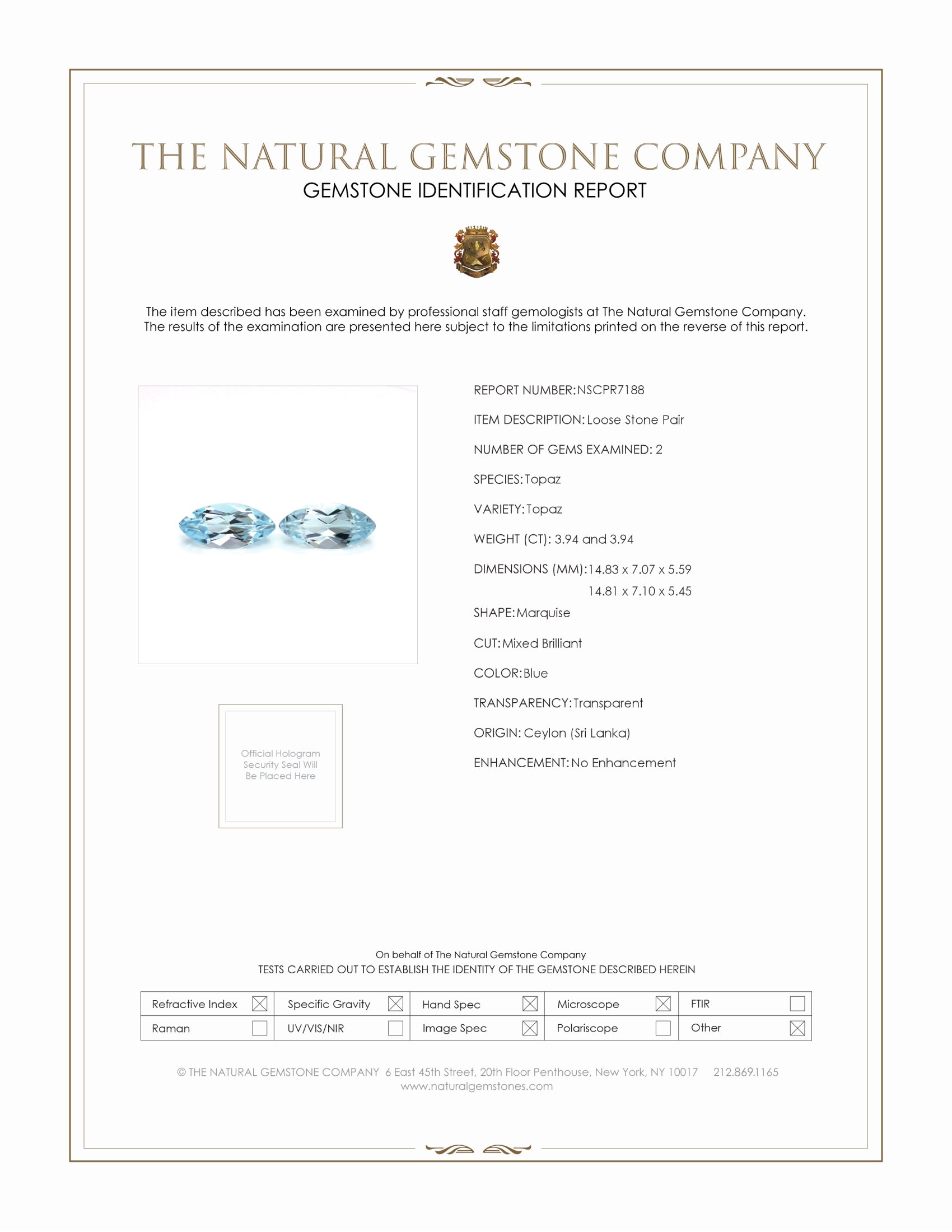 7.88 Ct.Tw. Topaz Pair from Ceylon (Sri Lanka)
