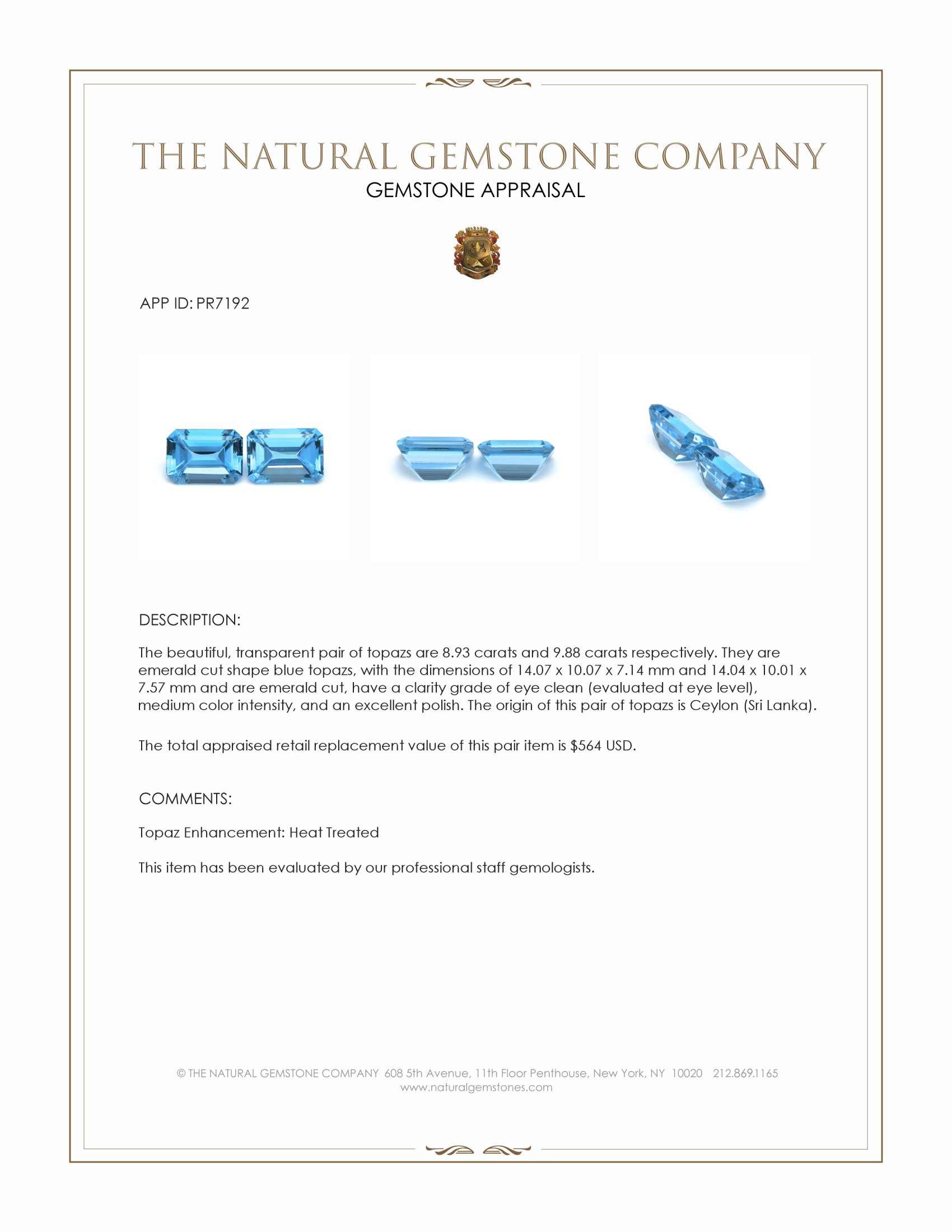 18.81 Ct.Tw. Topaz Pair from Ceylon (Sri Lanka)