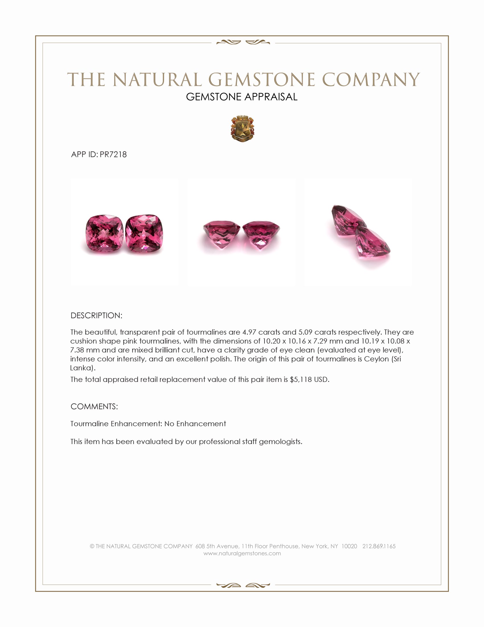 10.06 Ct.Tw. Tourmaline Pair from Ceylon (Sri Lanka)