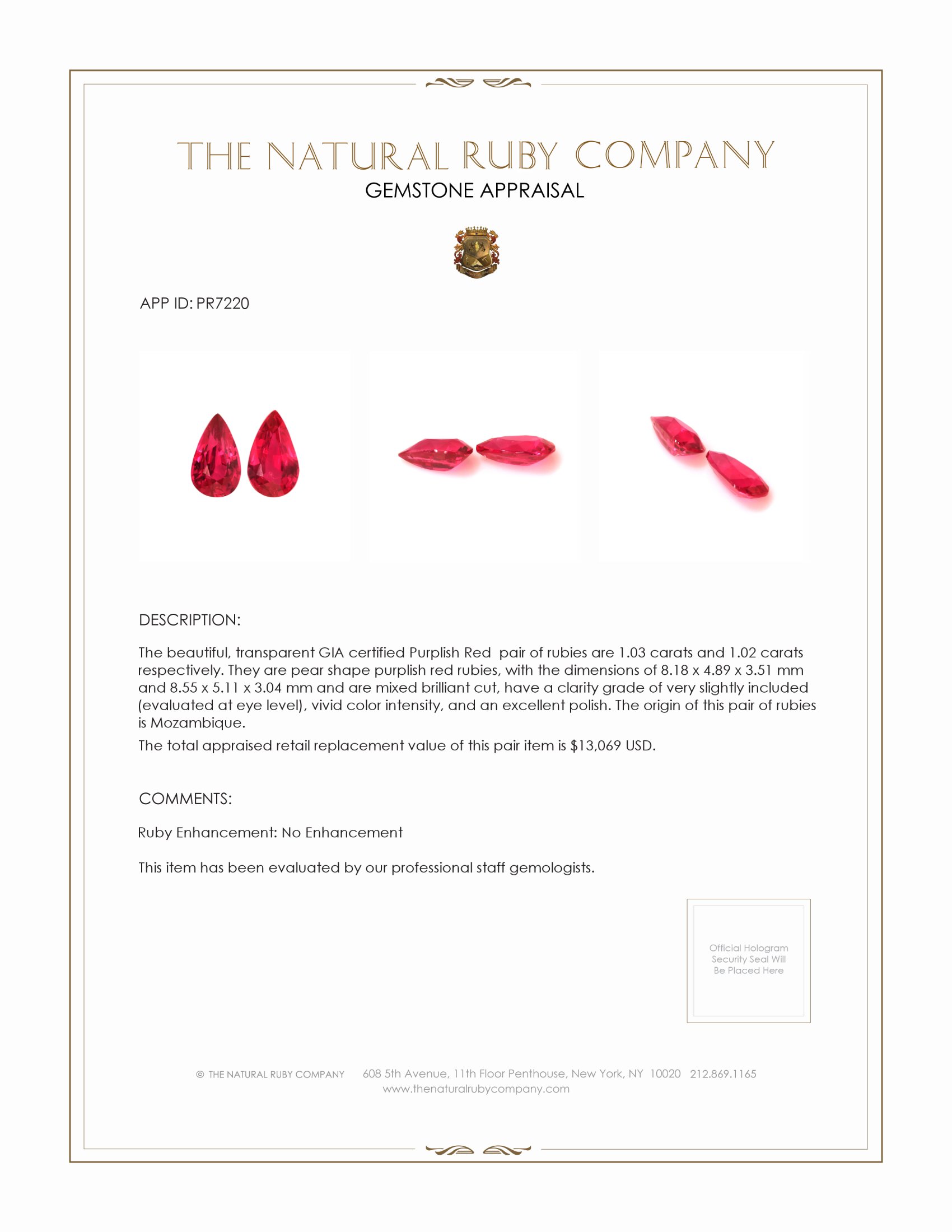 2.05 Ct.Tw. Ruby Pair from Mozambique