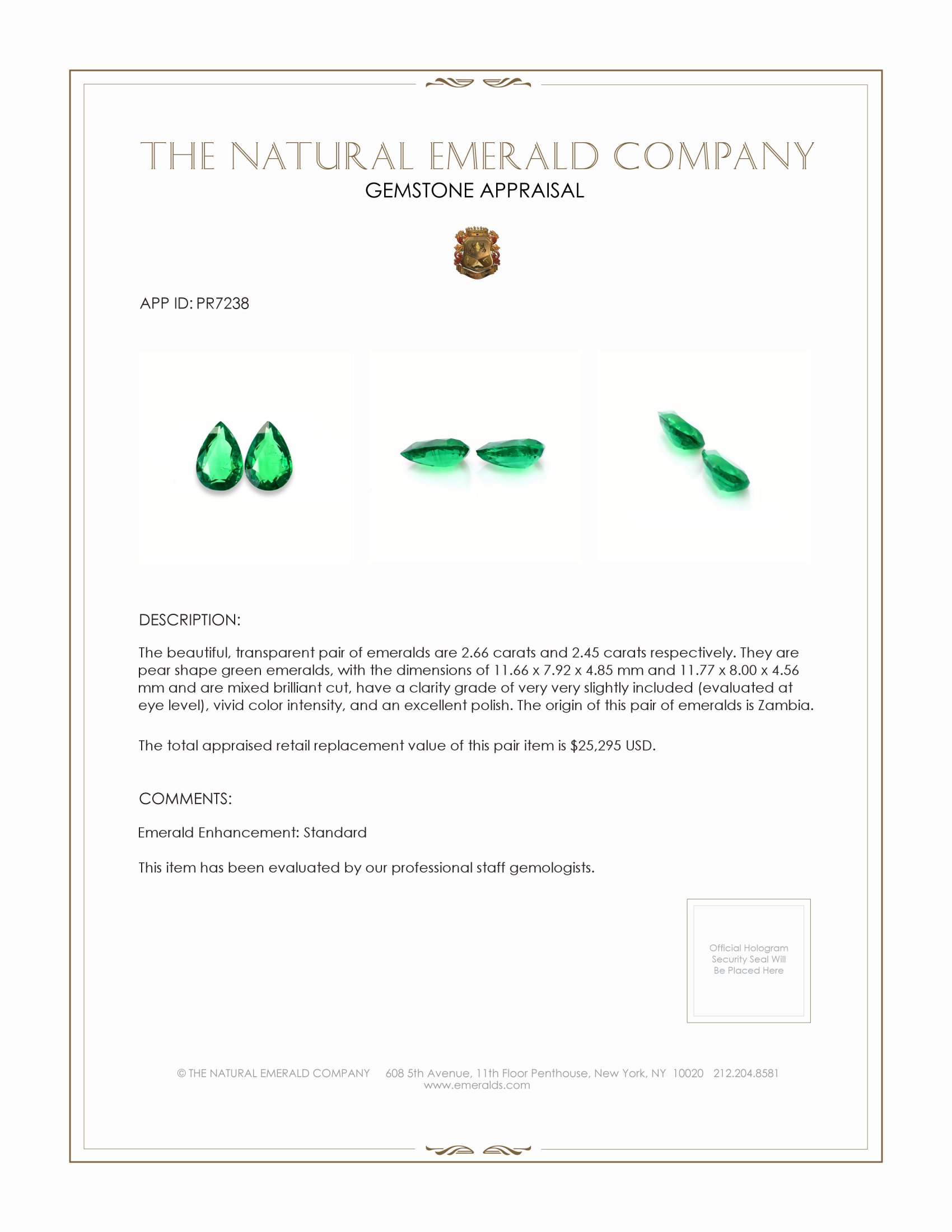 5.11 Ct.Tw. Emerald Pair from Zambia