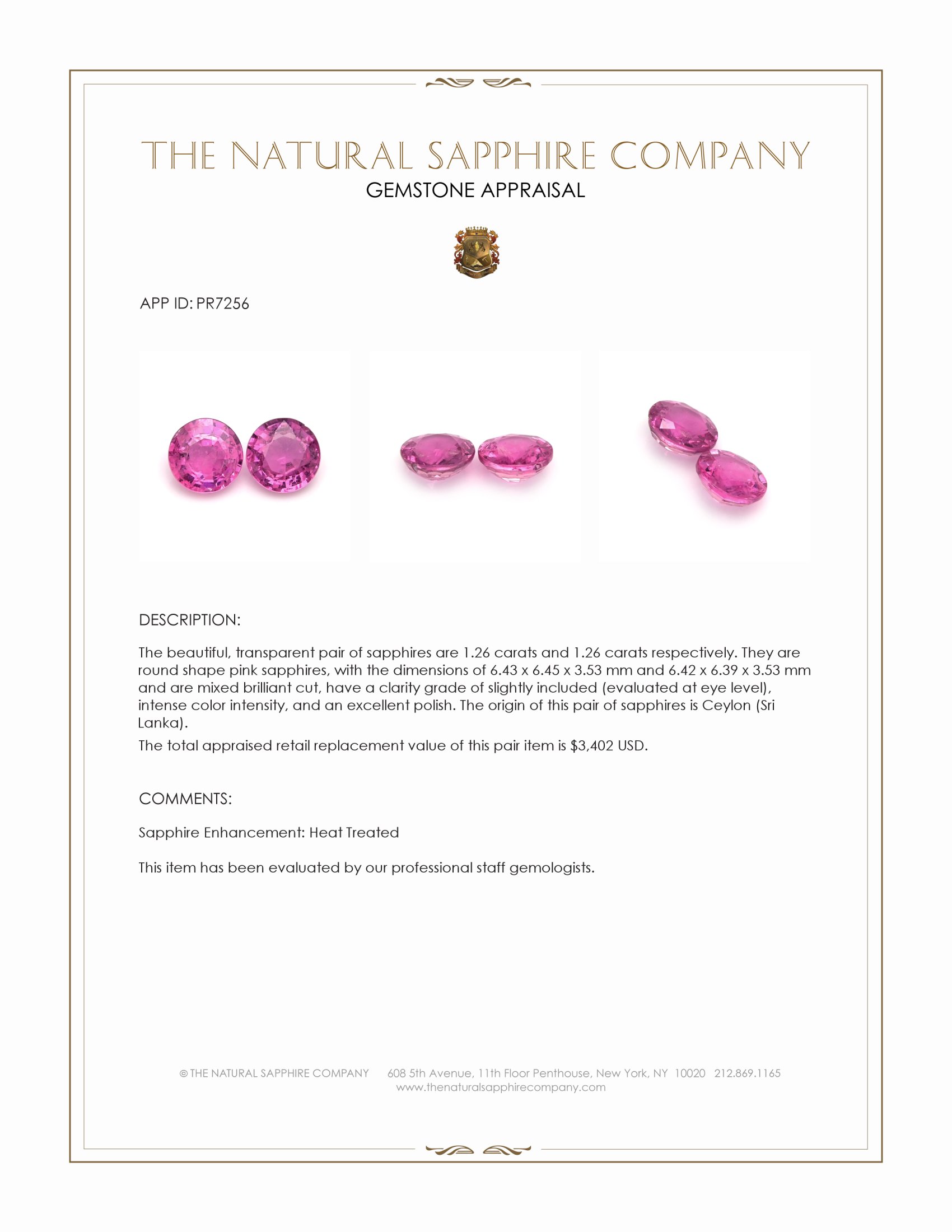 2.52 Ct.Tw. Pink Sapphire Pair from Ceylon (Sri Lanka)