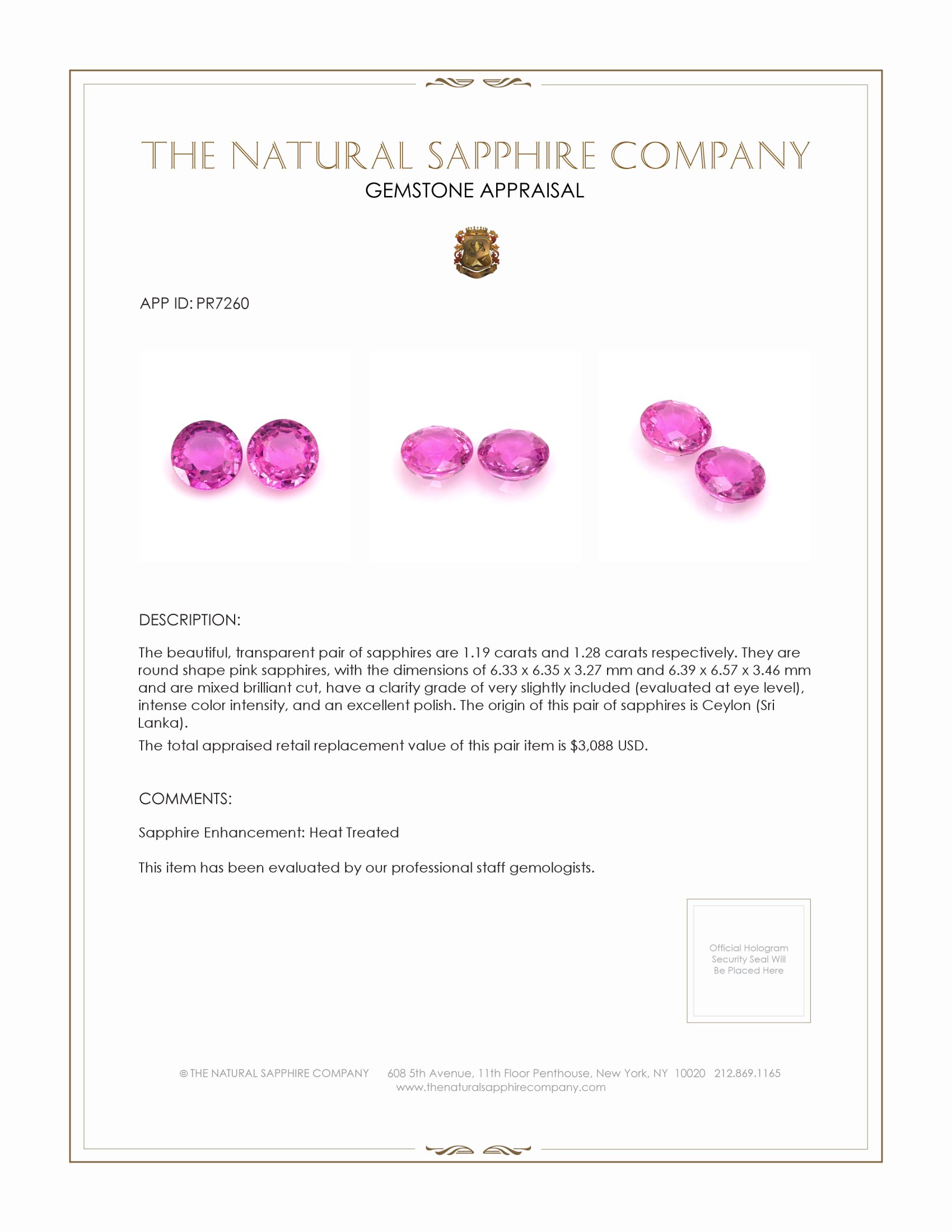 2.47 Ct.Tw. Pink Sapphire Pair from Ceylon (Sri Lanka)