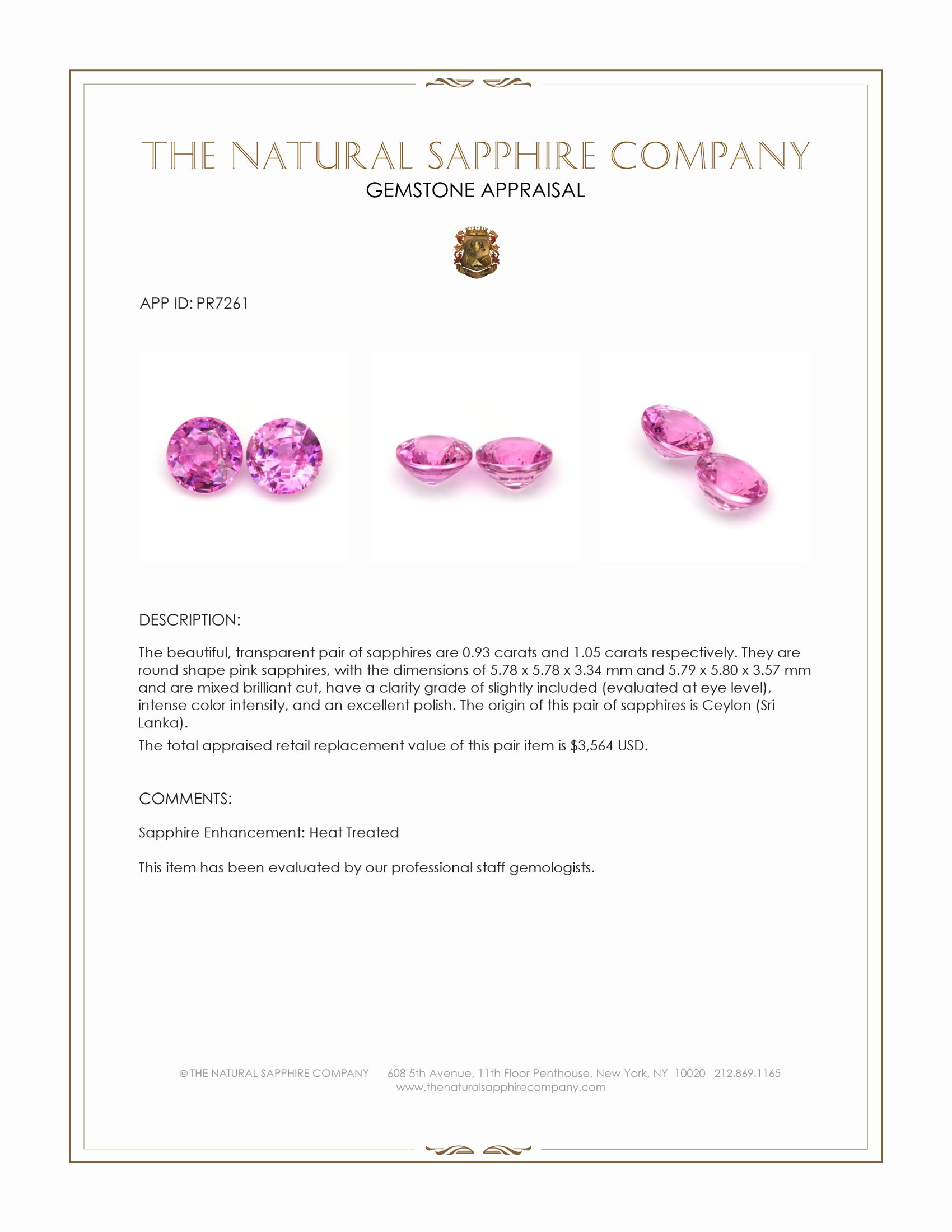 1.98 Ct.Tw. Pink Sapphire Pair from Ceylon (Sri Lanka)