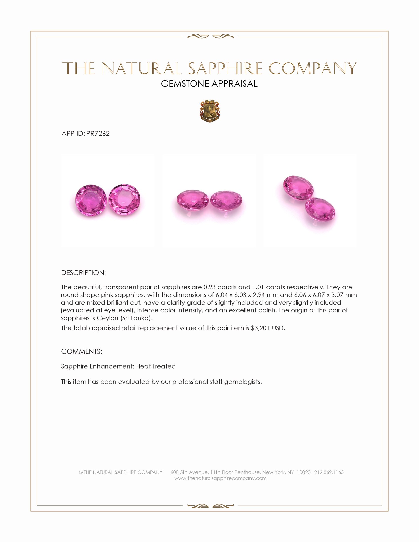 1.94 Ct.Tw. Pink Sapphire Pair from Ceylon (Sri Lanka)