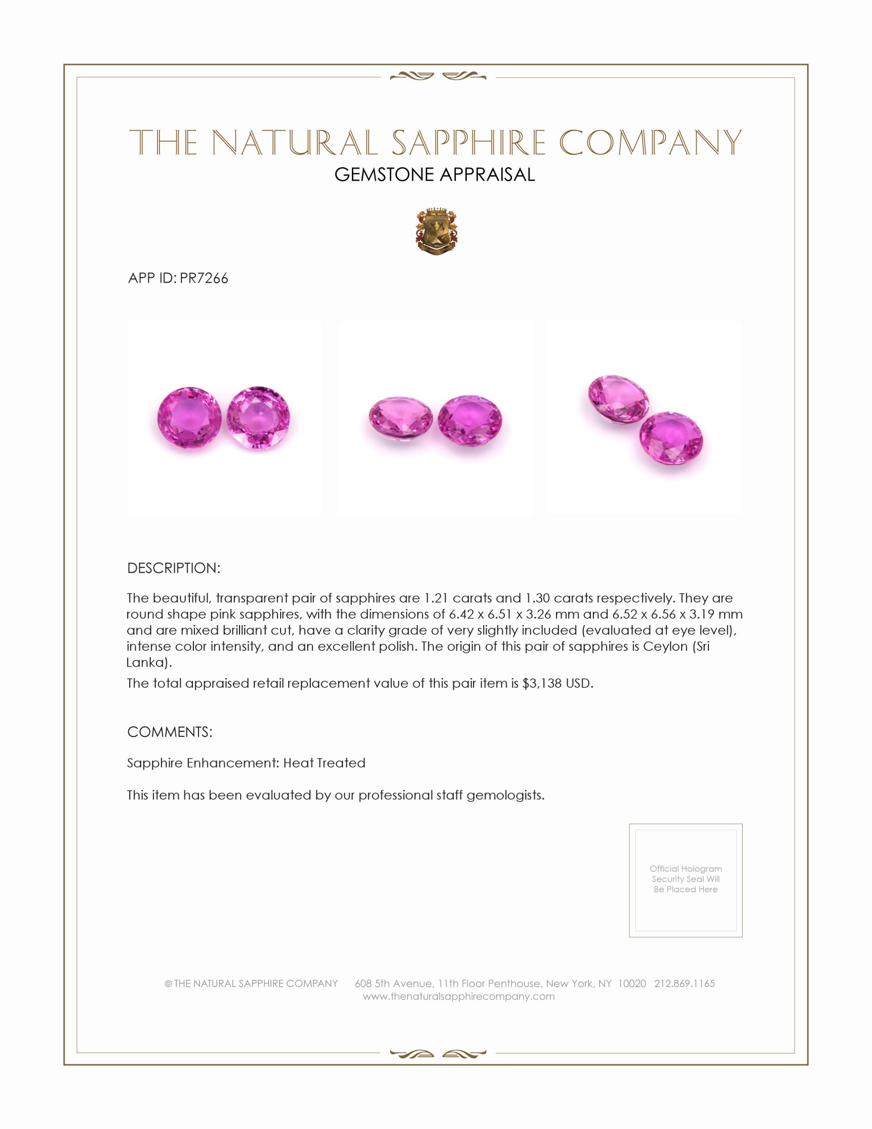 2.51 Ct.Tw. Pink Sapphire Pair from Ceylon (Sri Lanka)