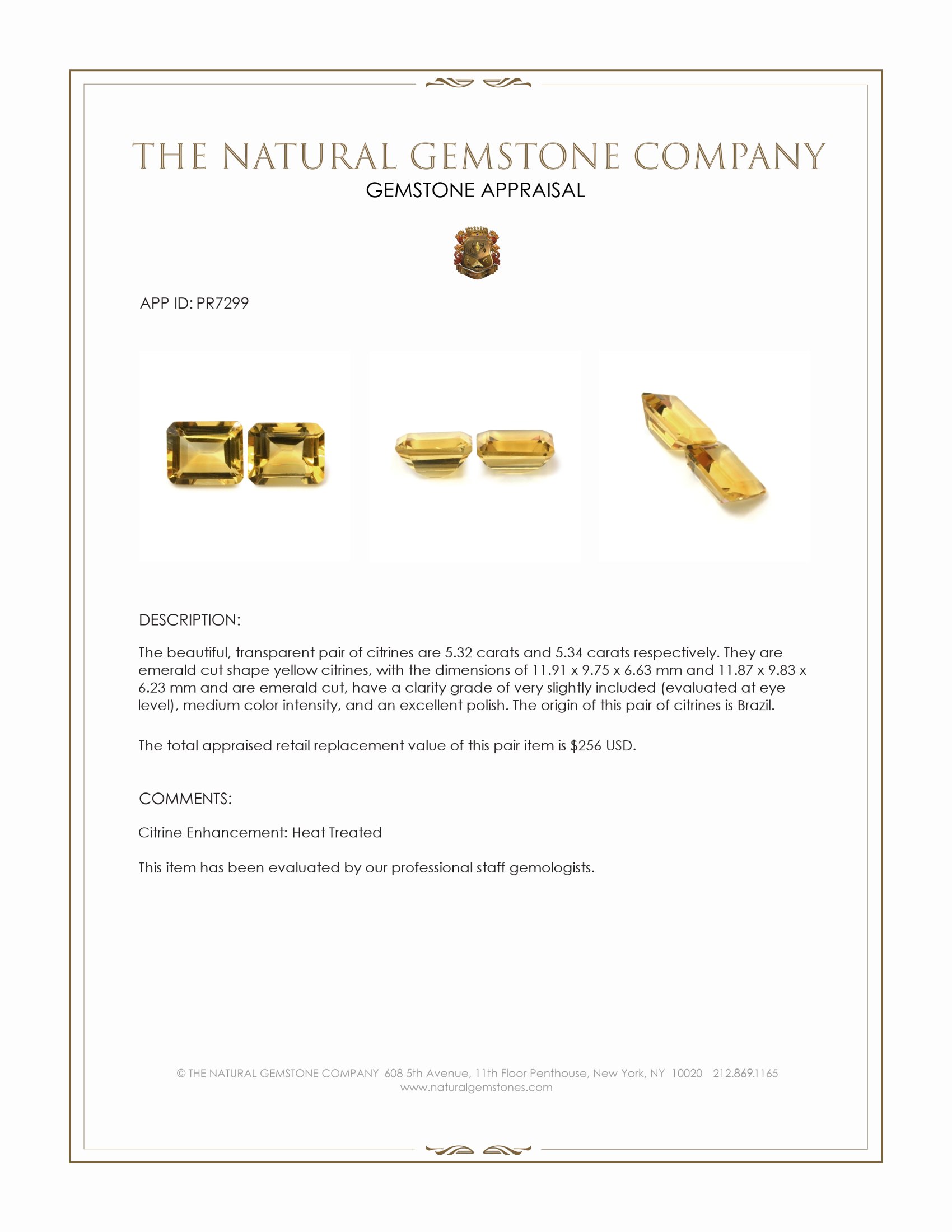 10.66 Ct.Tw. Citrine Pair from Brazil