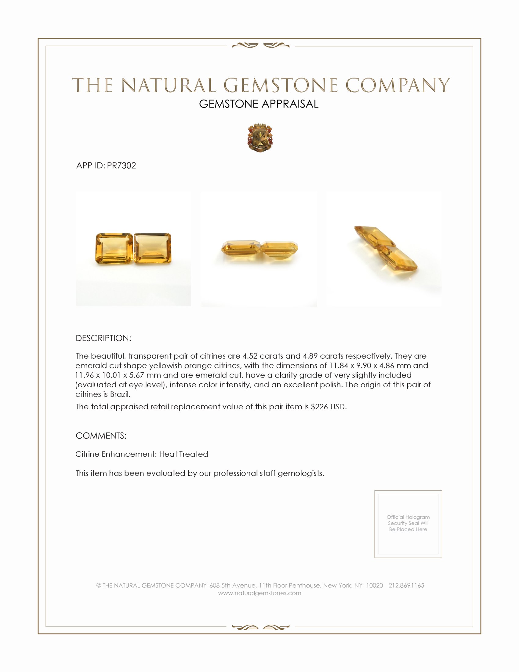 9.41 Ct.Tw. Citrine Pair from Brazil