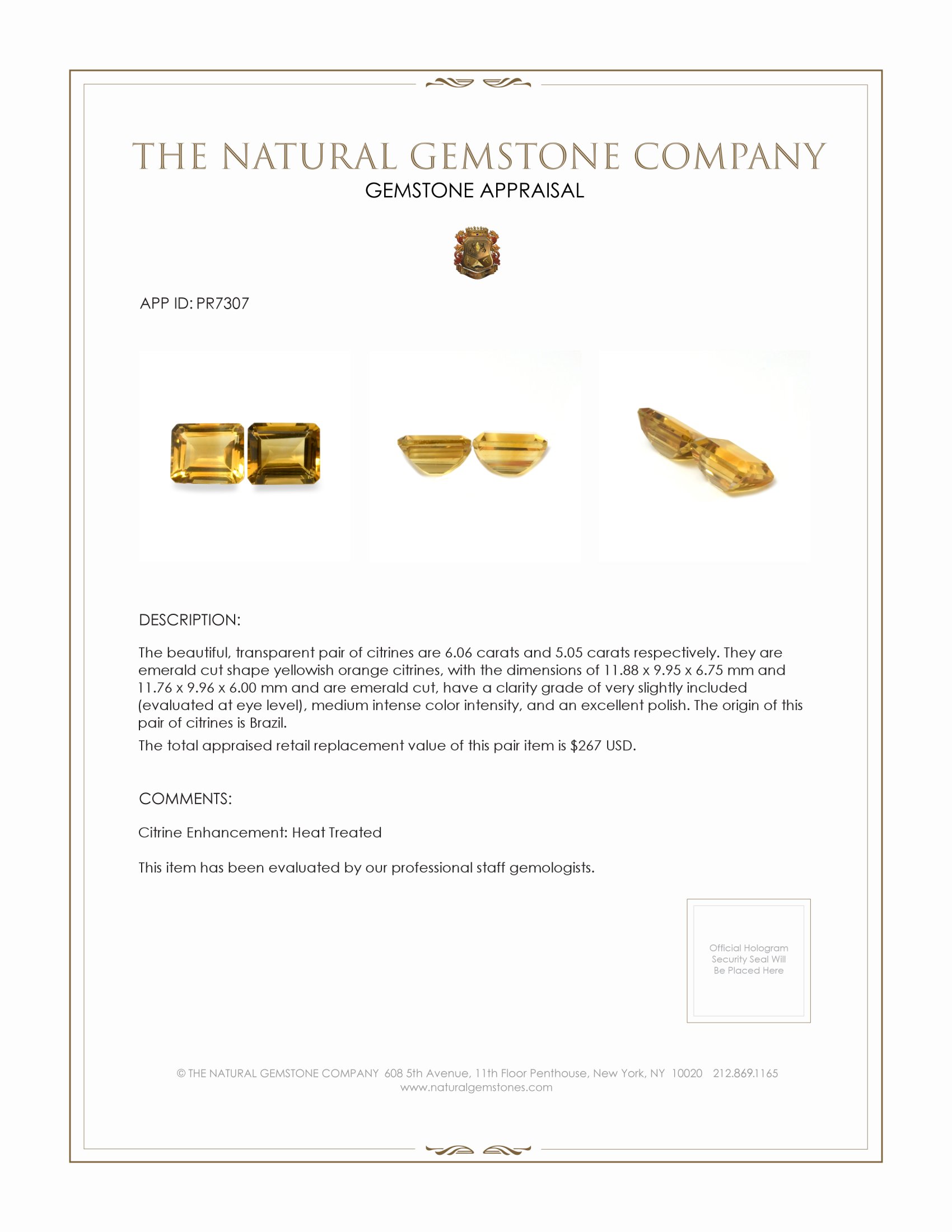 11.11 Ct.Tw. Citrine Pair from Brazil