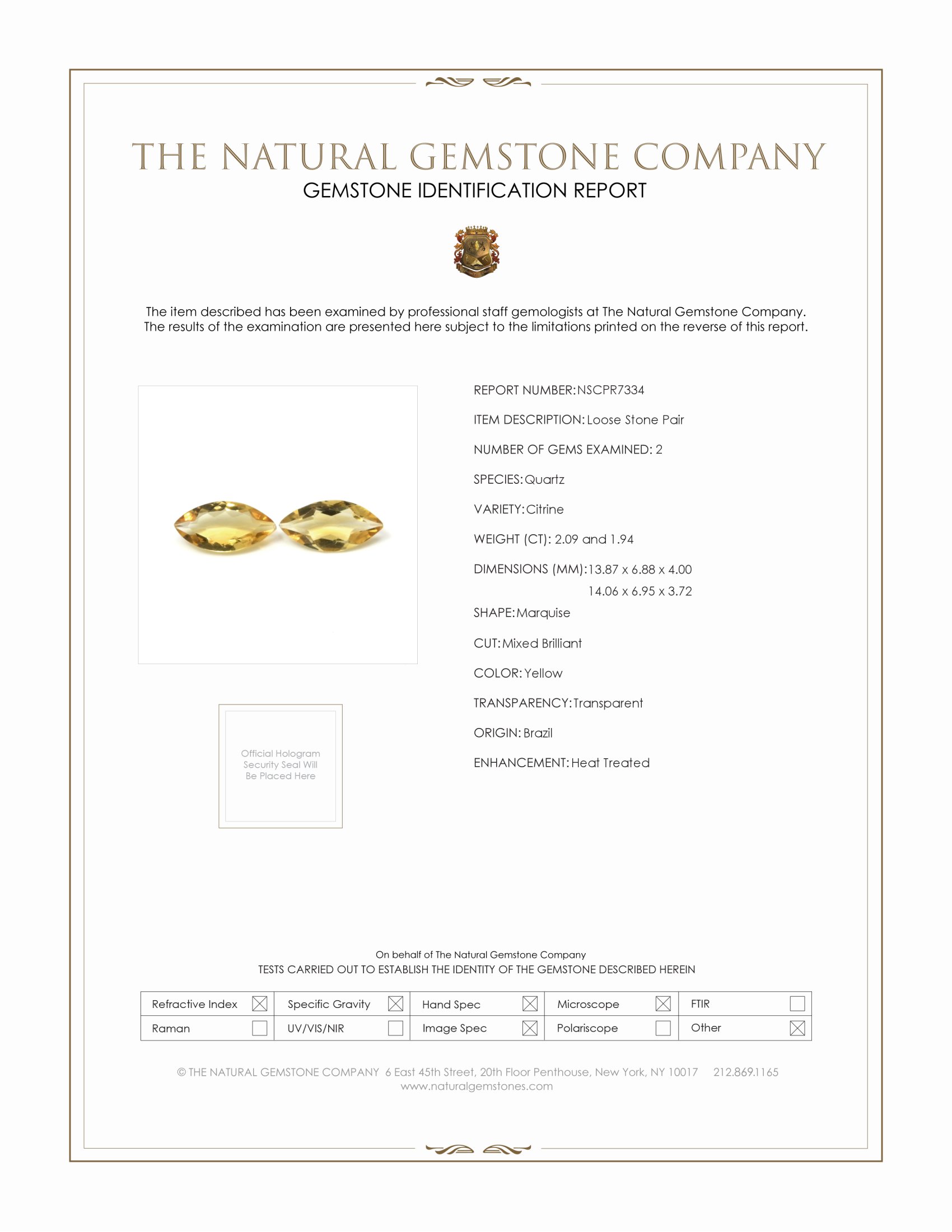 4.03 Ct.Tw. Yellow Citrine Pair from Brazil