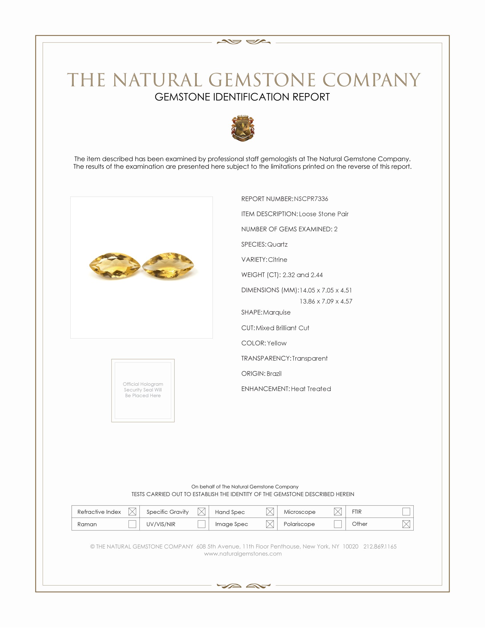 4.76 Ct.Tw. Yellow Citrine Pair from Brazil