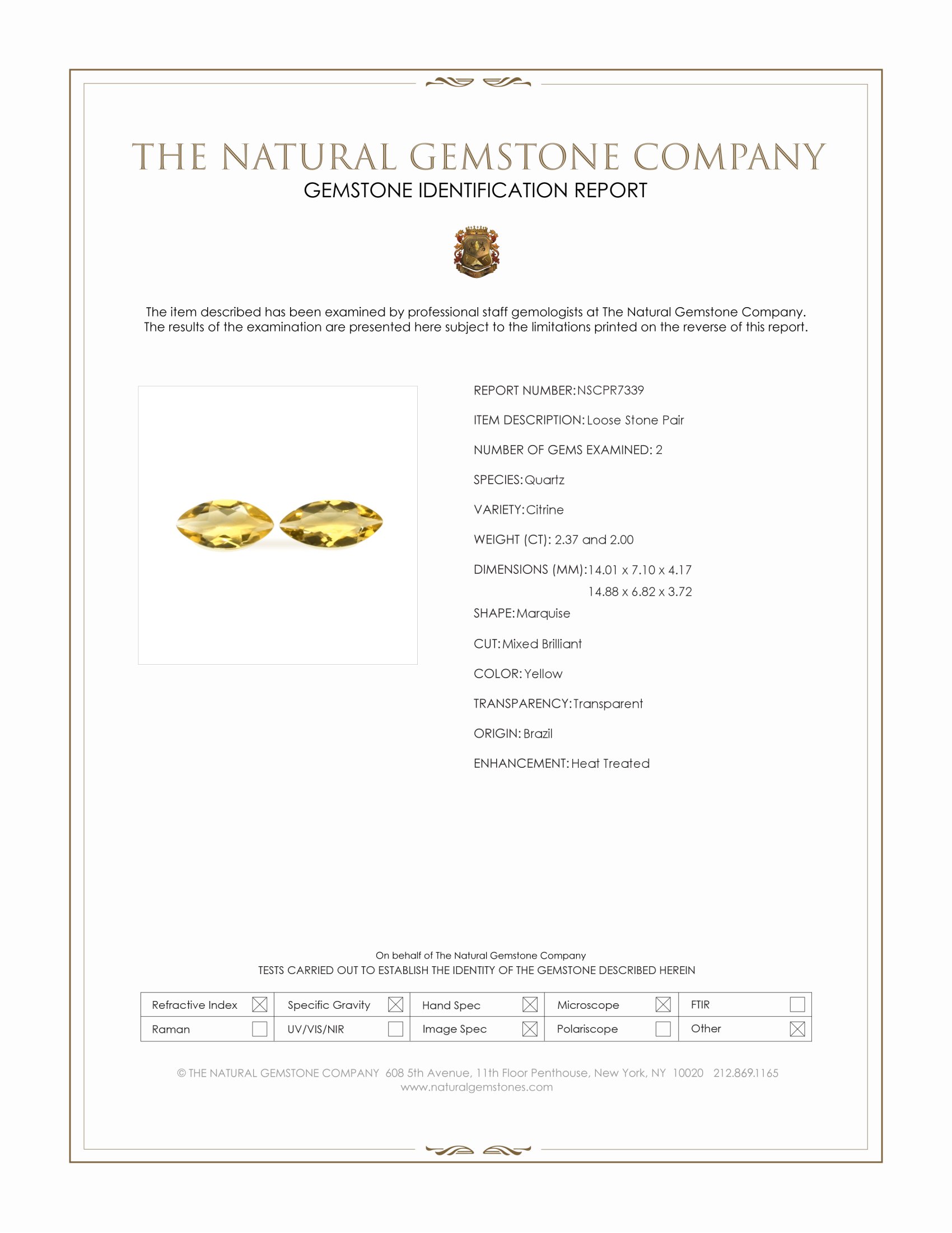 4.37 Ct.Tw. Citrine Pair from Brazil