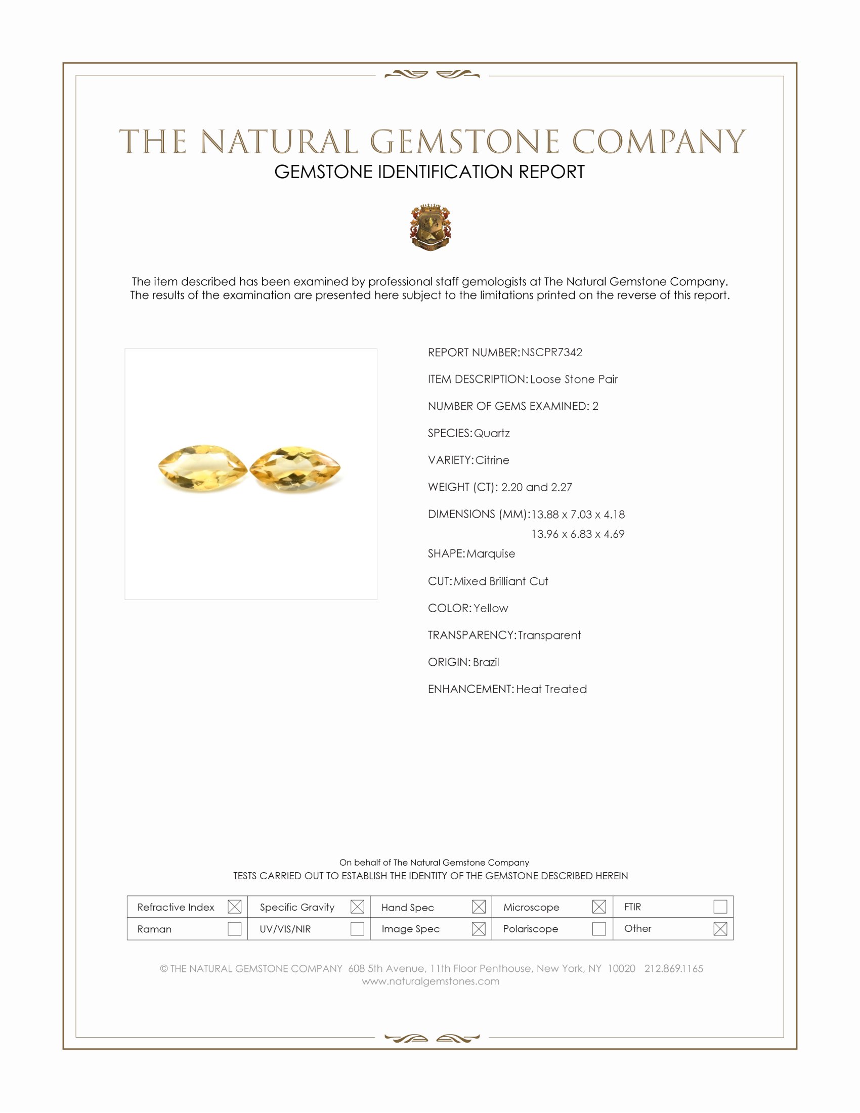 4.47 Ct.Tw. Yellow Citrine Pair from Brazil