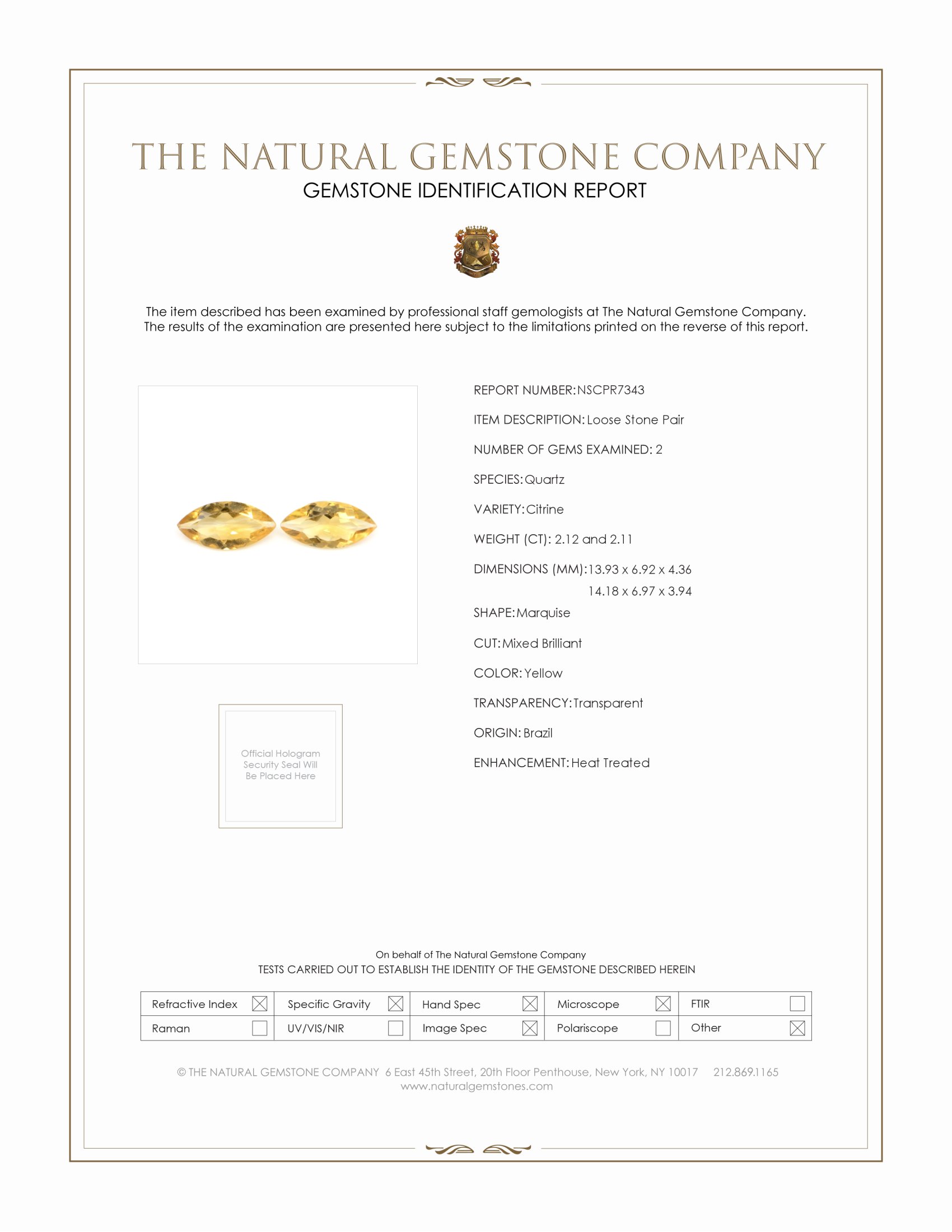 4.23 Ct.Tw. Yellow Citrine Pair from Brazil