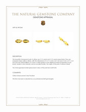 4.32 Ct.Tw.Total Carat Weight Yellow Citrine Pair from Brazil Appraisal