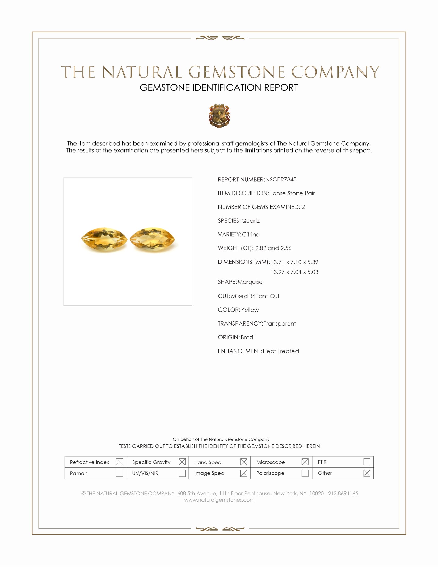 5.38 Ct.Tw. Yellow Citrine Pair from Brazil
