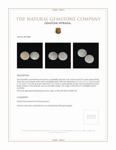 0.75 Ct.Tw.Total Carat Weight Cabochon Crystal/Jelly Opal Pair from Australia Appraisal