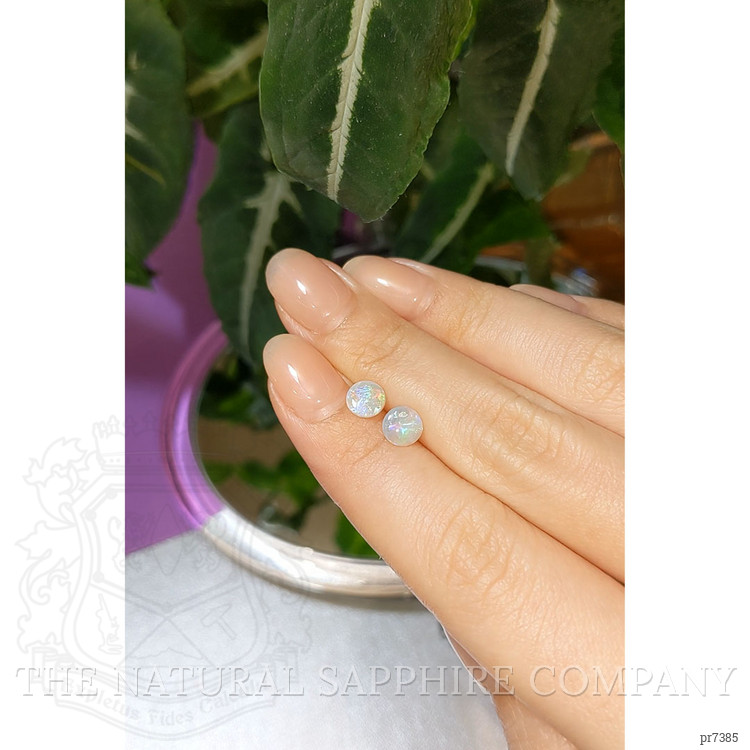 0.75 Ct.Tw. Cabochon Crystal/Jelly Opal Pair from Australia