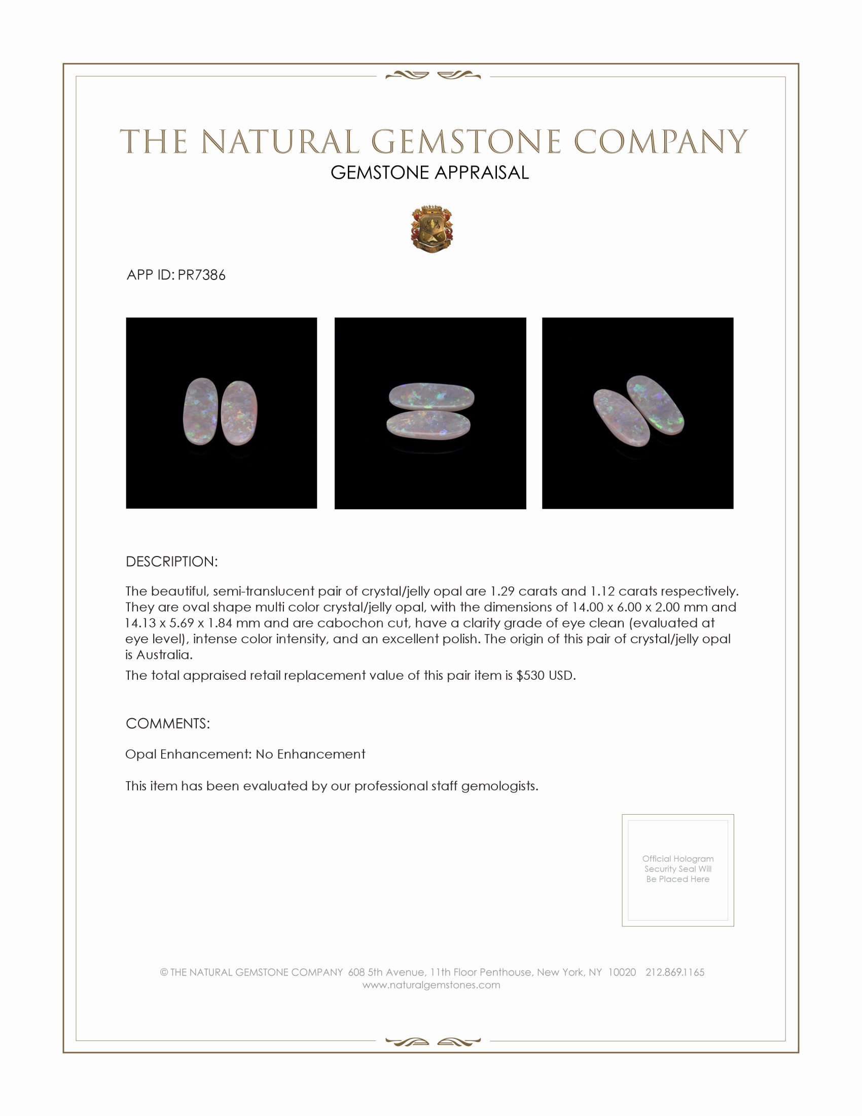 2.41 Ct.Tw. Cabochon Opal Pair from Australia