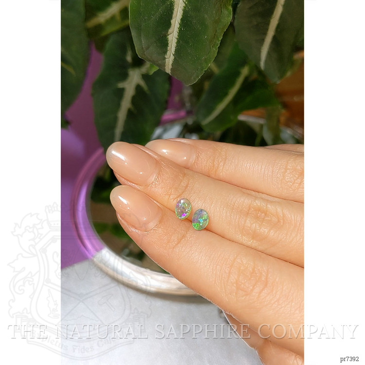 0.70 Ct.Tw. Cabochon Crystal/Jelly Opal Pair from Australia