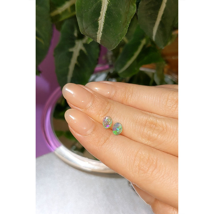 0.70 Ct.Tw. Cabochon Opal Pair from Australia