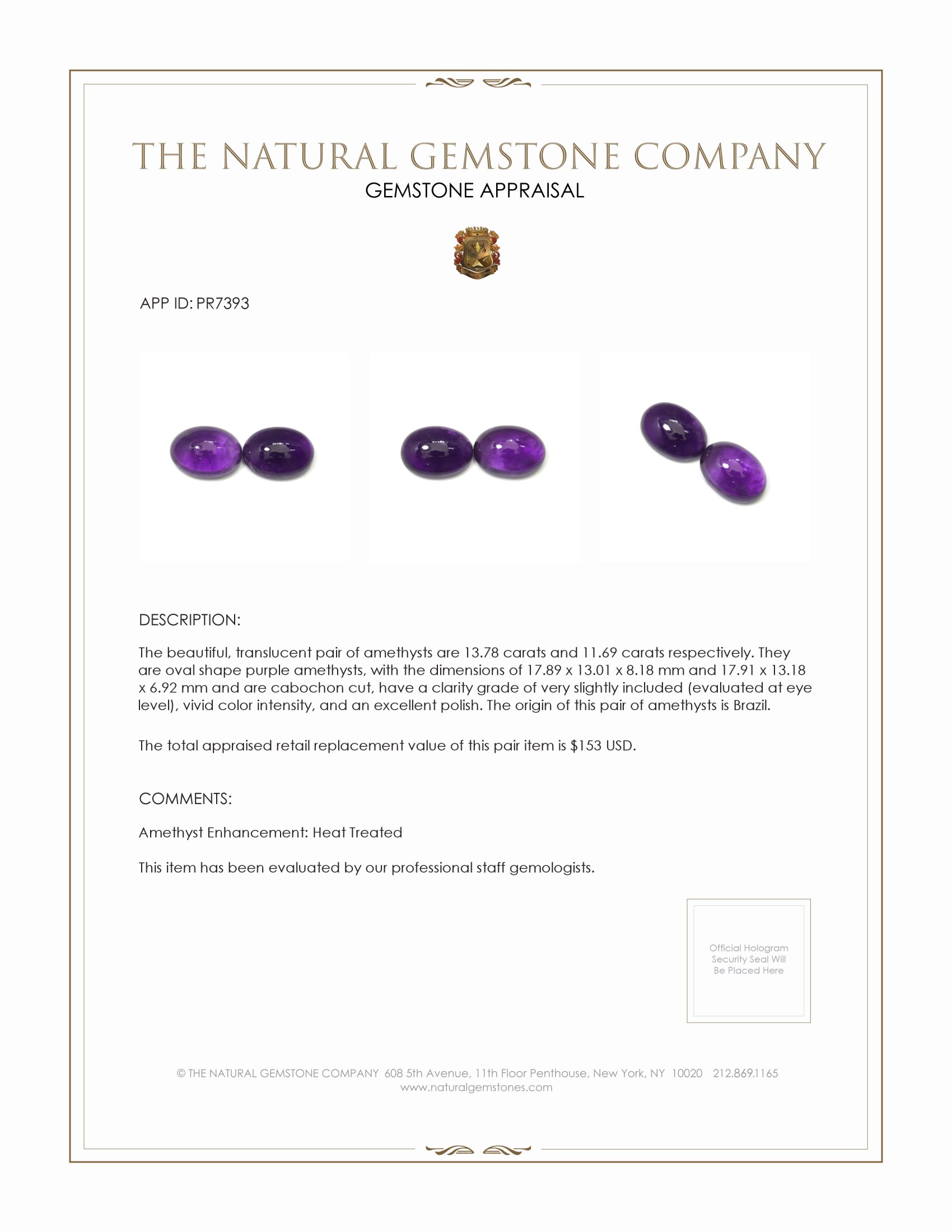 25.47 Ct.Tw. Cabochon Amethyst Pair from Brazil