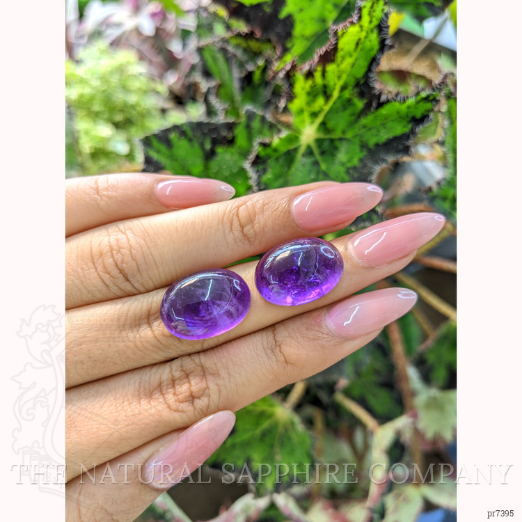 28.47 Ct.Tw. Cabochon Amethyst Pair from Brazil