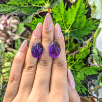 31.58 Ct.Tw.Total Carat Weight Cabochon Amethyst Pair from Brazil Life Style
