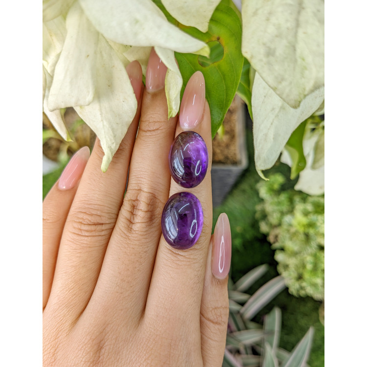 24.59 Ct.Tw. Cabochon Amethyst Pair from Brazil