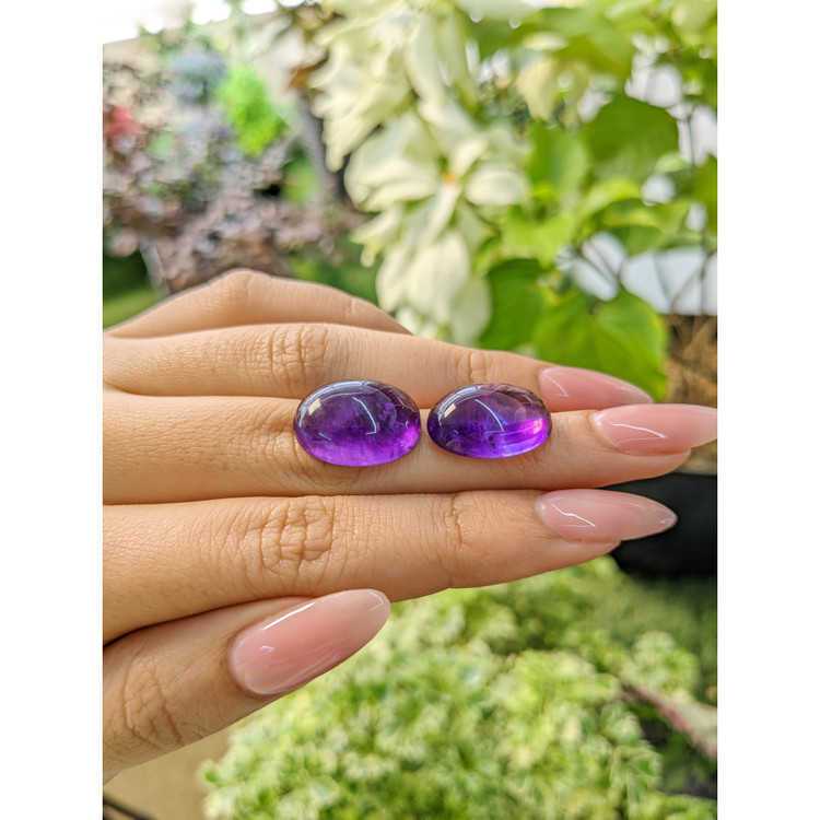 24.59 Ct.Tw. Cabochon Amethyst Pair from Brazil