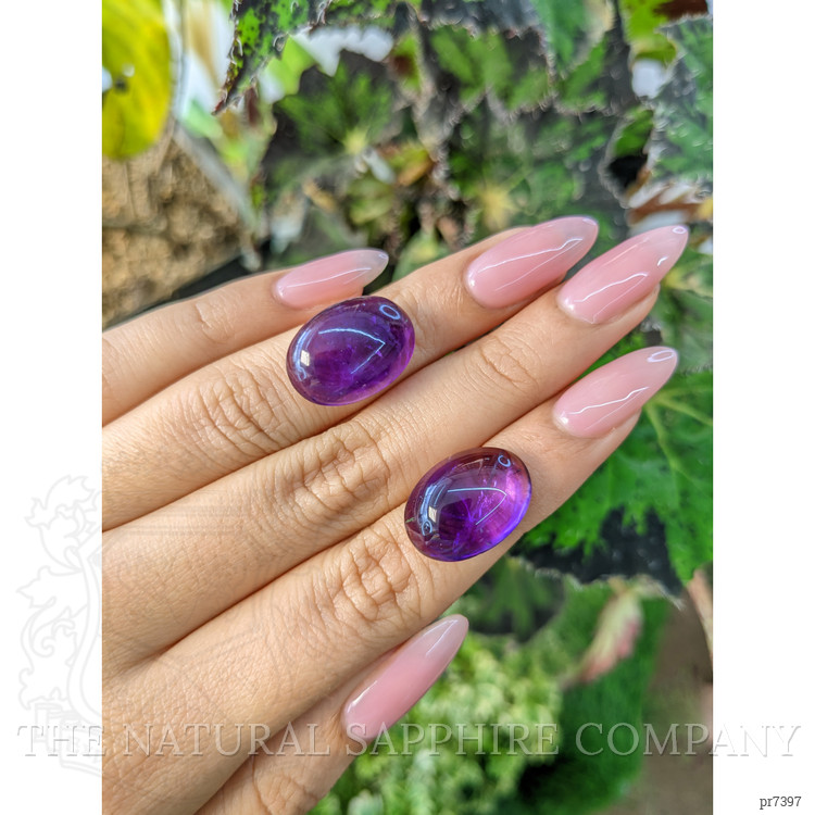 24.59 Ct.Tw. Cabochon Amethyst Pair from Brazil