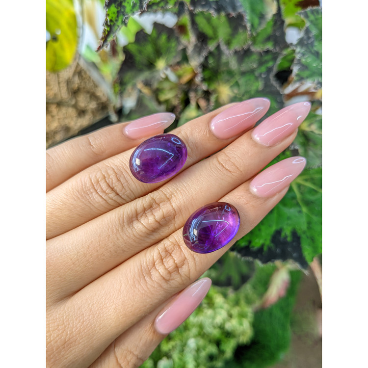 24.59 Ct.Tw. Cabochon Amethyst Pair from Brazil