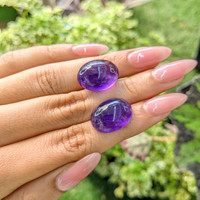 30.20 Ct.Tw.Total Carat Weight Cabochon Amethyst Pair from Brazil Life Style