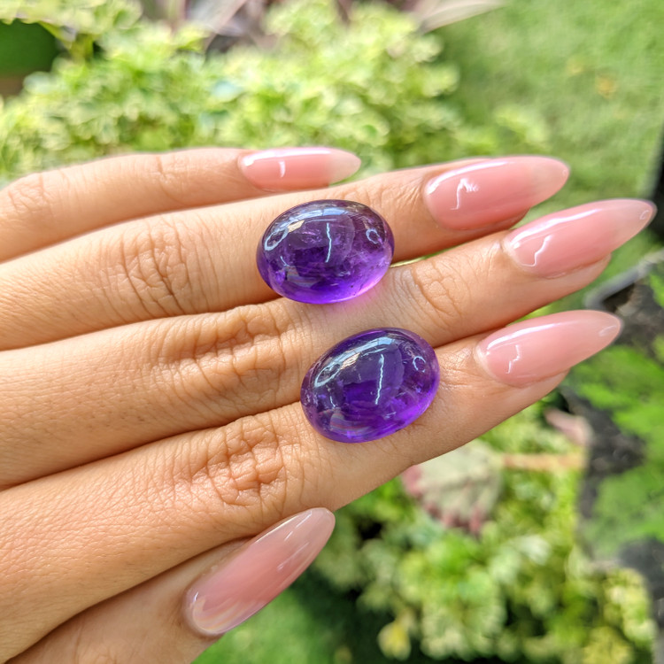 30.20 Ct.Tw. Cabochon Amethyst Pair from Brazil