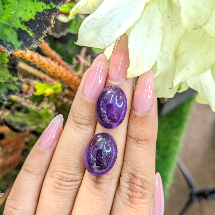30.20 Ct.Tw. Cabochon Amethyst Pair from Brazil