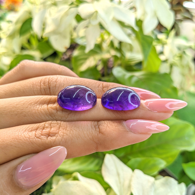 30.20 Ct.Tw. Cabochon Amethyst Pair from Brazil