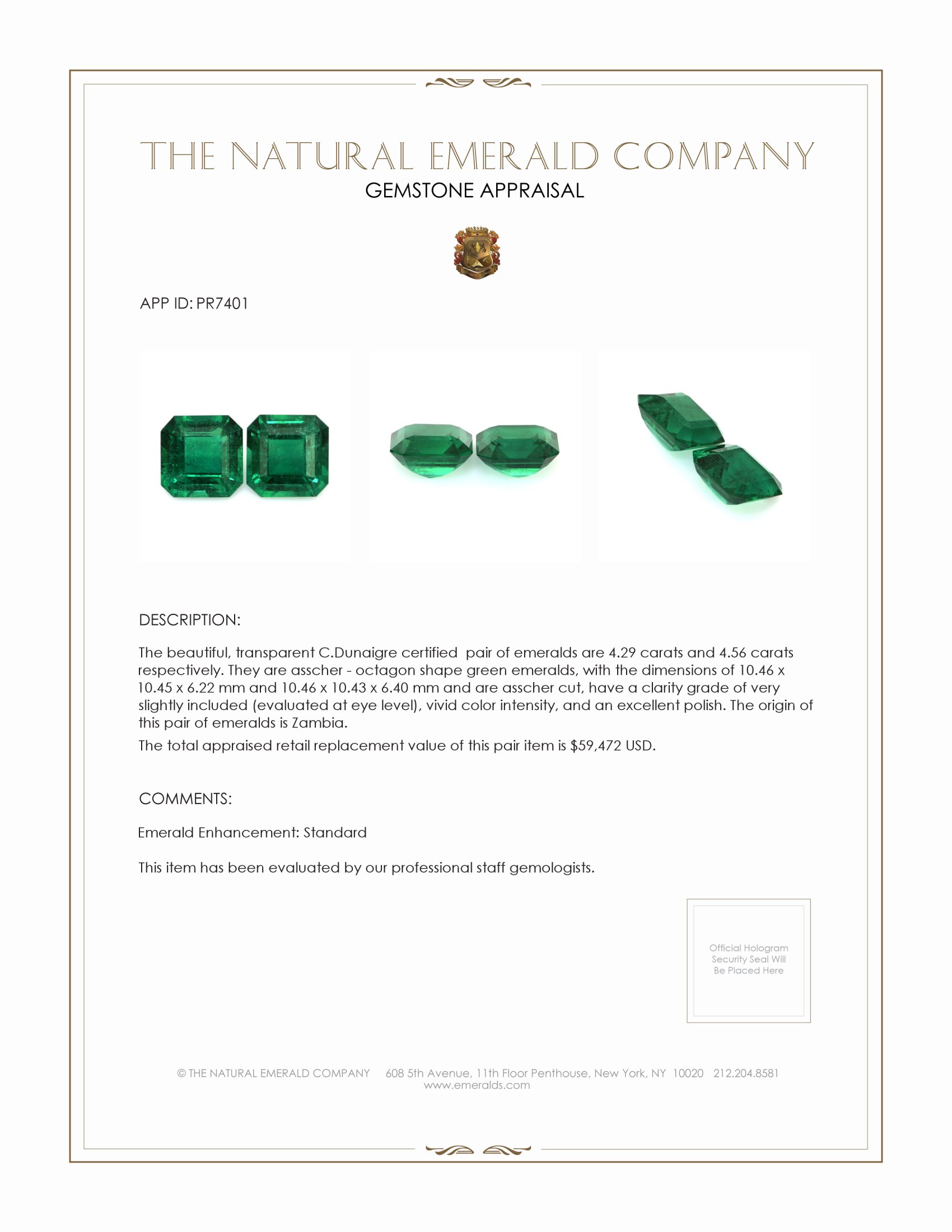 8.85 Ct.Tw. Emerald Pair from Zambia