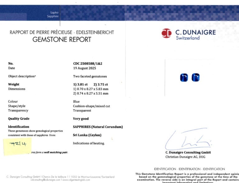 7.56 Ct.Tw. Blue Sapphire Pair from Ceylon (Sri Lanka)