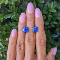 7.56&nbsp;Ct.Tw.Total Carat Weight Blue Sapphire Pair from Ceylon (Sri Lanka) Life Style