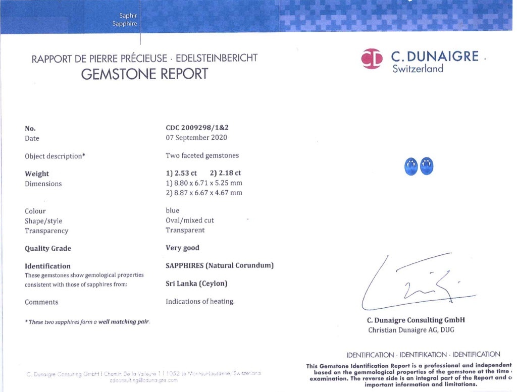 4.71 Ct.Tw. Blue Sapphire Pair from Ceylon (Sri Lanka)