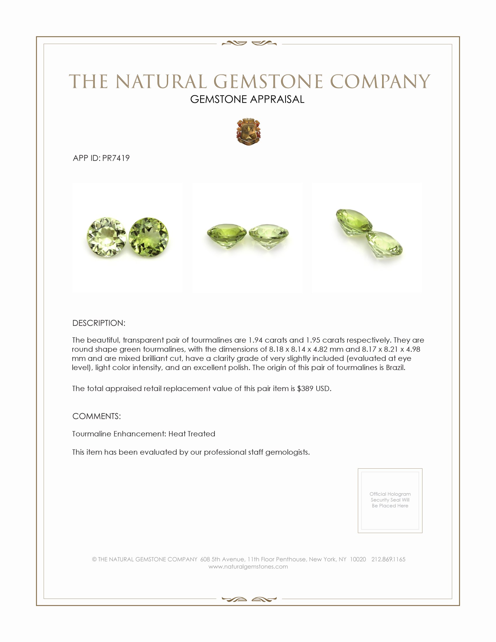 3.89 Ct.Tw. Tourmaline Pair from Brazil