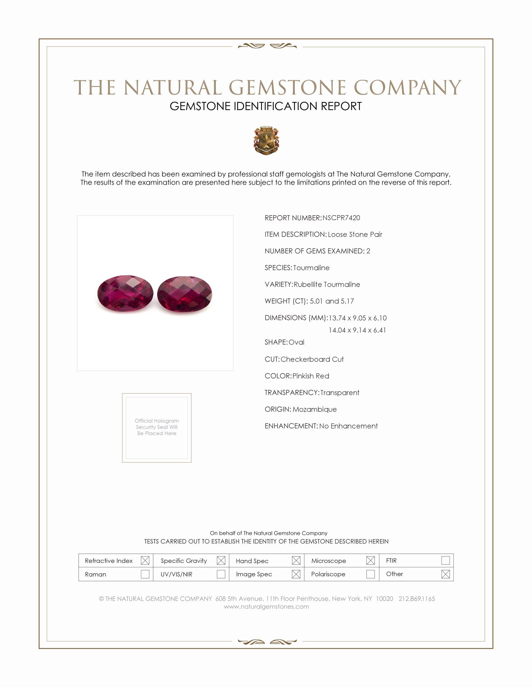10.18 Ct.Tw. Pinkish Red Rubellite Tourmaline Pair from Mozambique