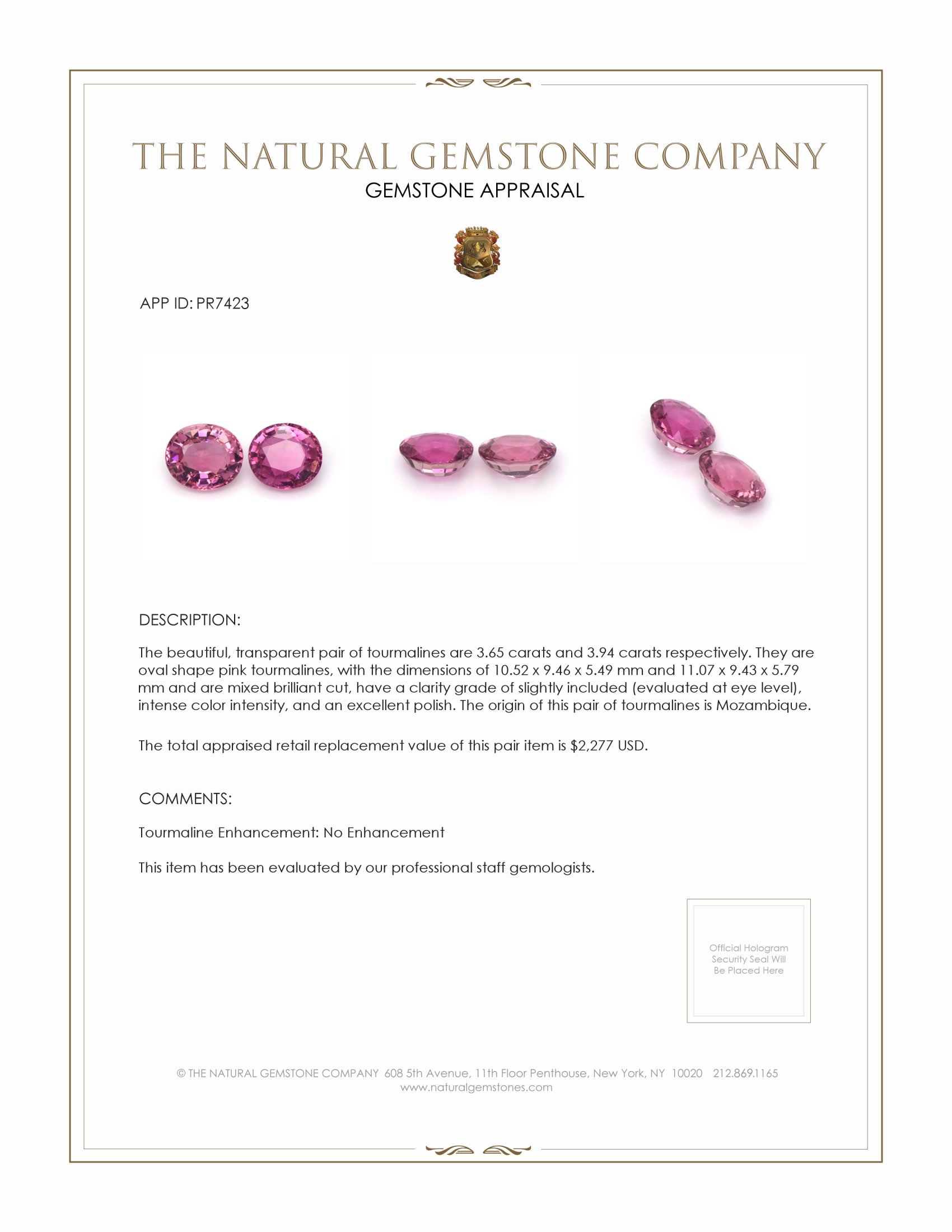 7.59 Ct.Tw. Tourmaline Pair from Mozambique