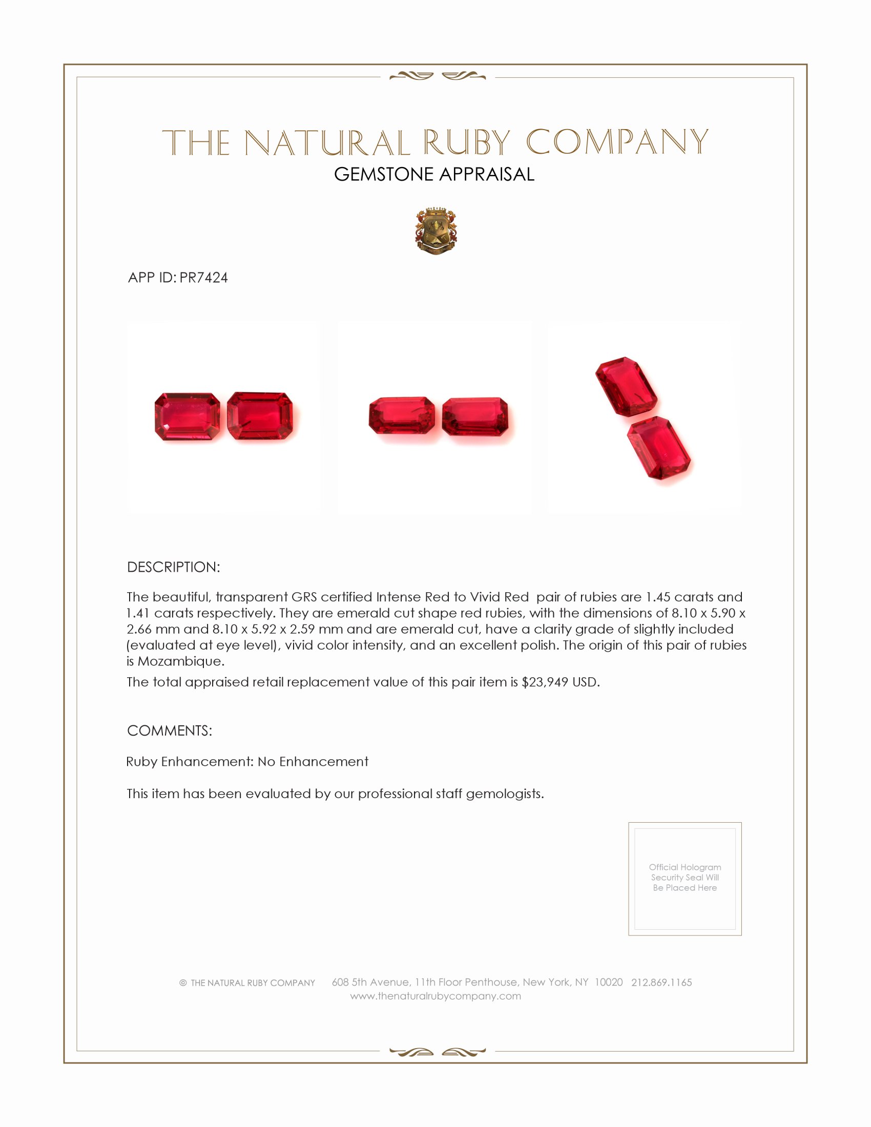 2.86 Ct.Tw. Ruby Pair from Mozambique