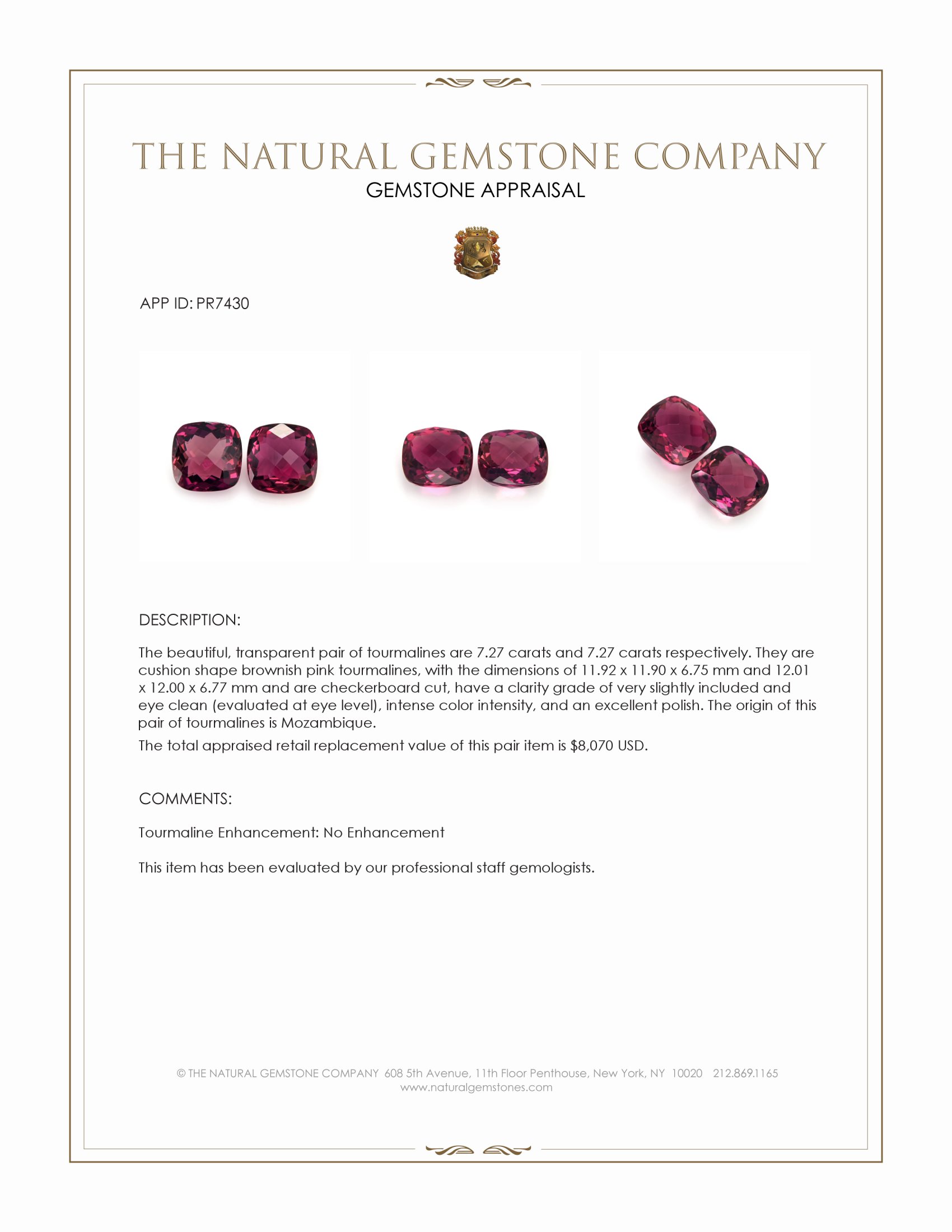 14.54 Ct.Tw. Brownish Pink Tourmaline Pair from Mozambique