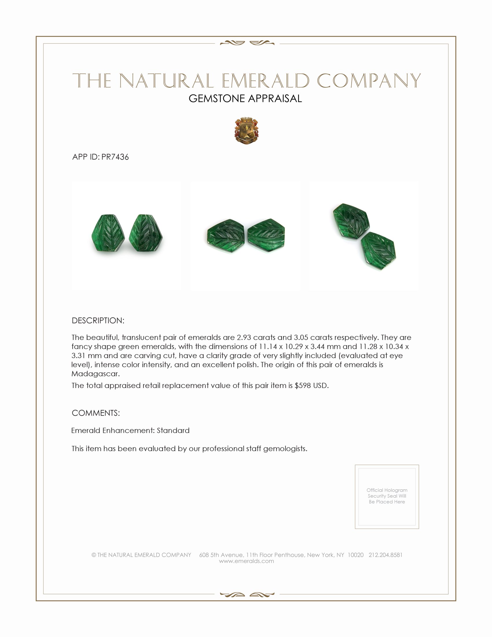 5.98 Ct.Tw. Emerald Pair from Madagascar