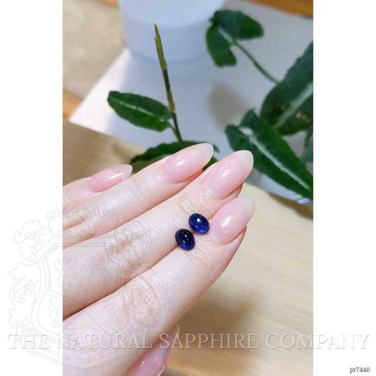 3.40 Ct.Tw. Blue Cabochon Sapphire Pair from Madagascar