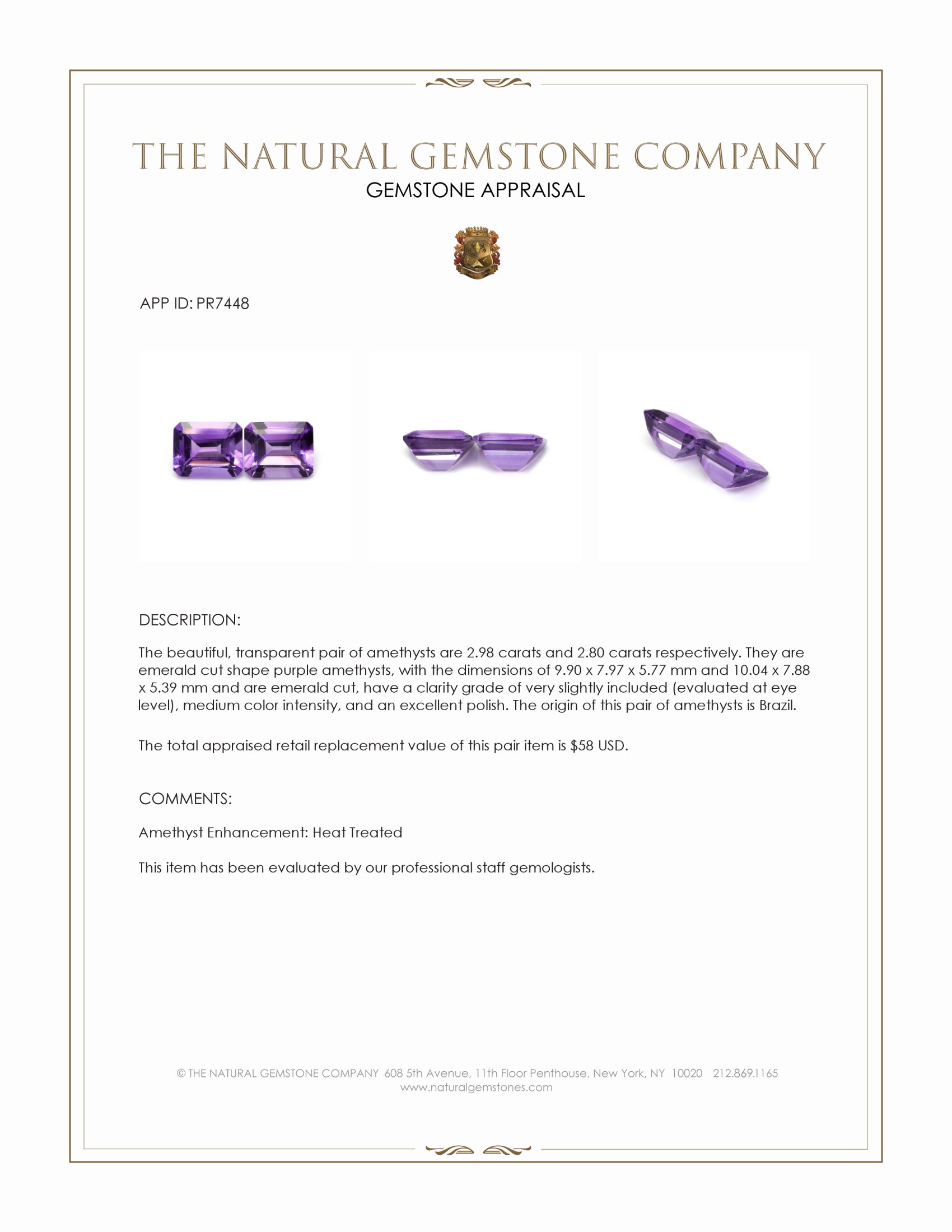 5.78 Ct.Tw. Amethyst Pair from Brazil