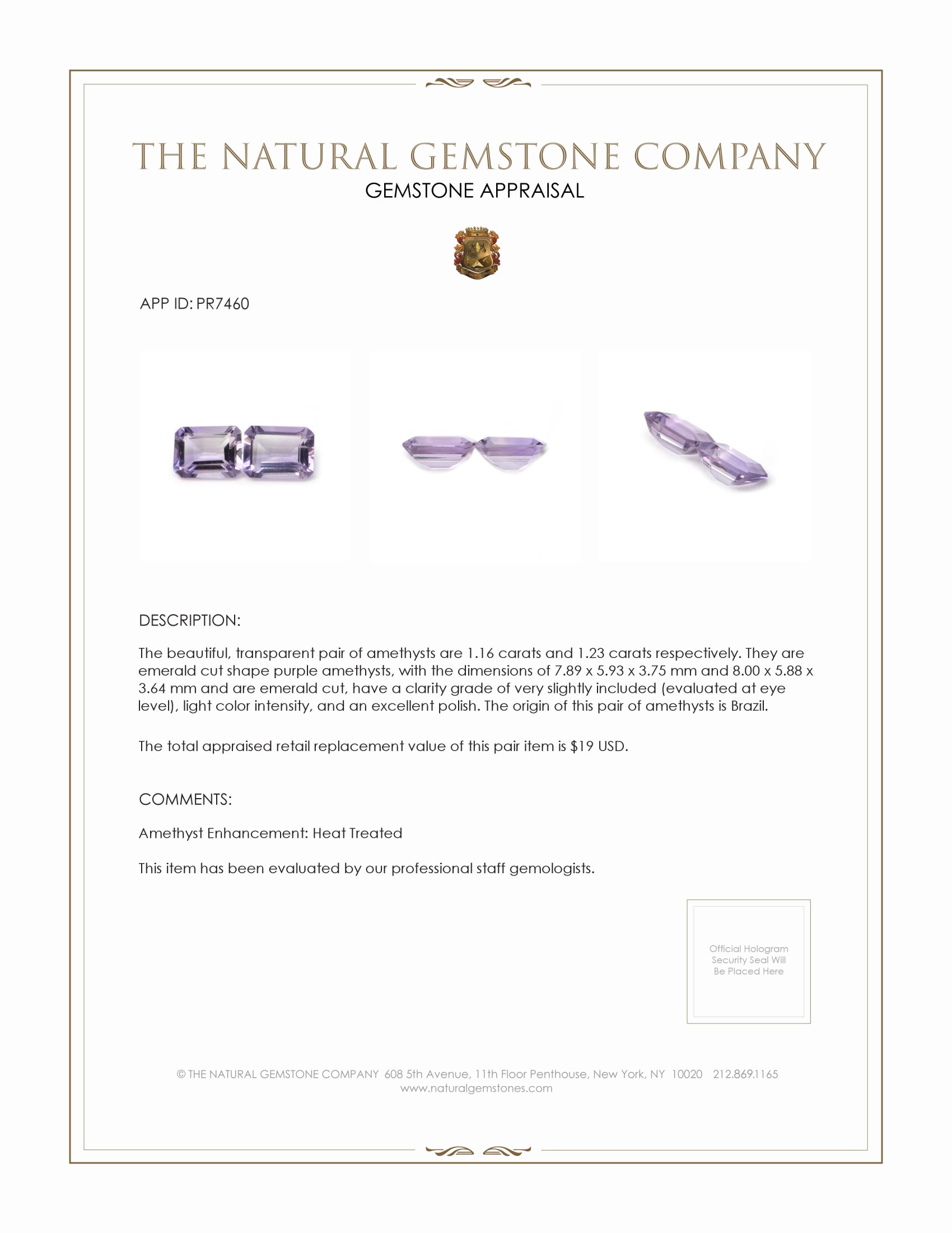 2.39 Ct.Tw. Purple Amethyst Pair from Brazil