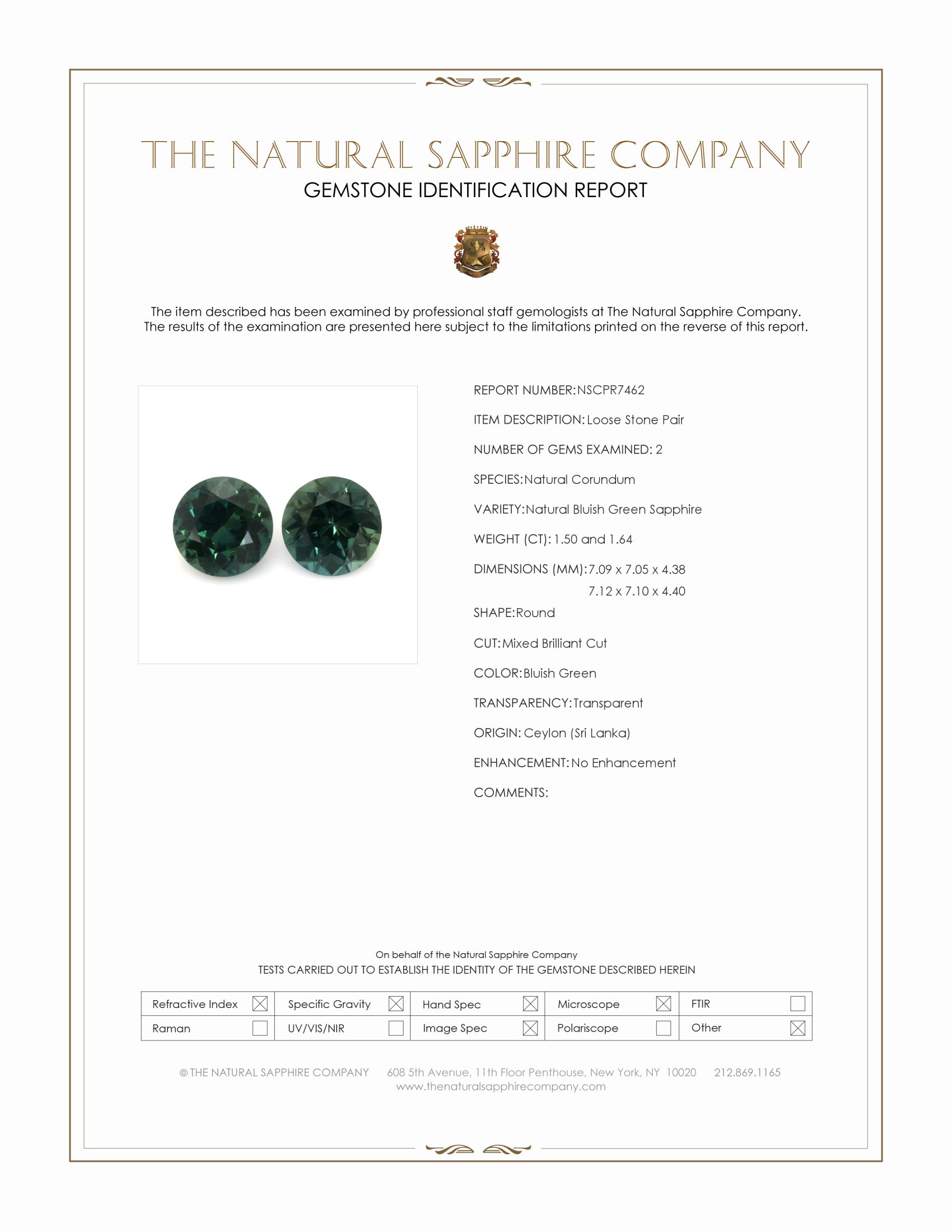 3.14 Ct.Tw. Bluish Green Sapphire Pair from Ceylon (Sri Lanka)